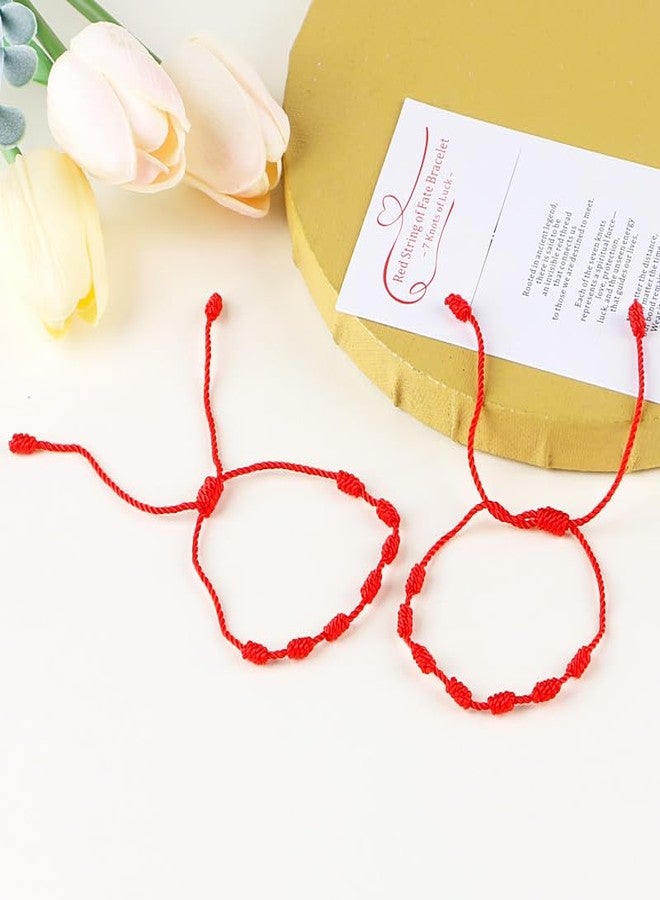 WENGIFT Destination Christmas Red String of Fate 7 Knots Couples Bracelets - Meaningful Matching Bracelets & Protective Amulet Gift for Anniversary, Valentine, Long Distance Love, His and Hers - Image 4